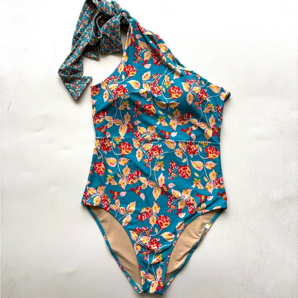 Summersalt Diane Von Furstenberg size 12 bow shoulder sidestroke swimsuit - Picture 4 of 8